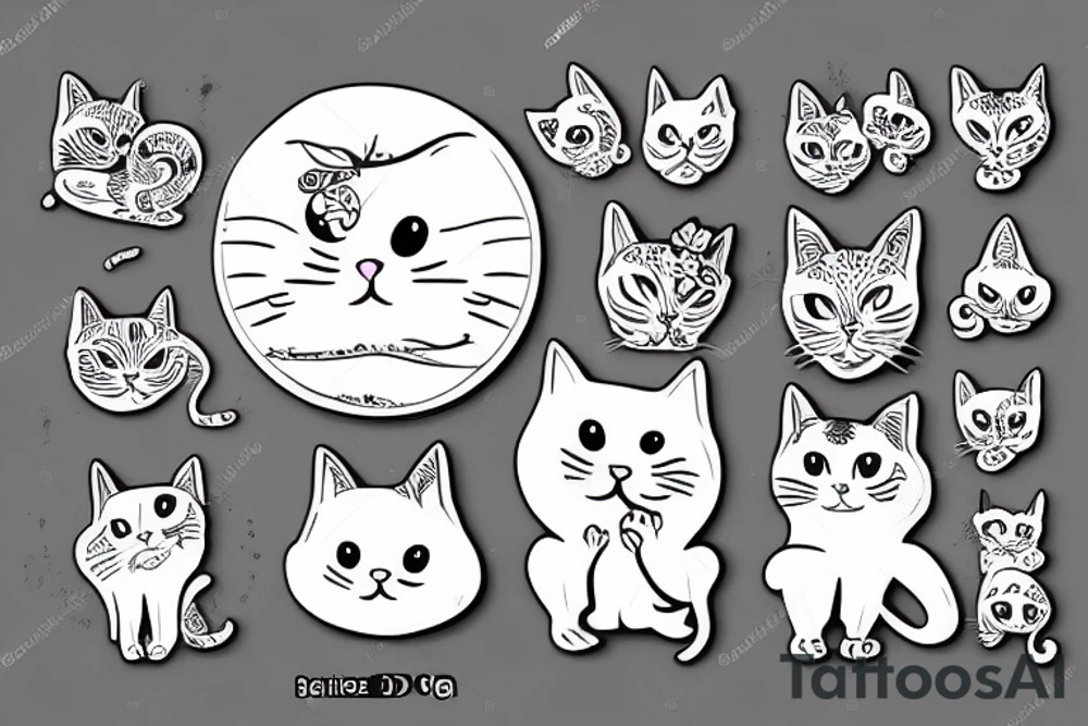 a white cat with two big round eyes tattoo idea