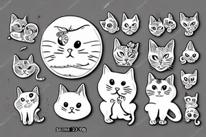 a white cat with two big round eyes tattoo idea