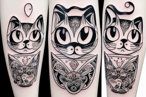 a white cat with two big round eyes tattoo idea