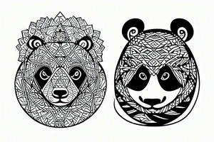 A panda monk with geometric shapes and sizes tattoo idea