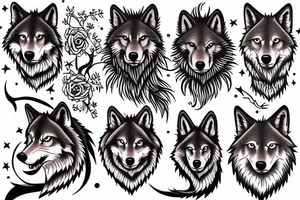 2 wolves tattoo idea