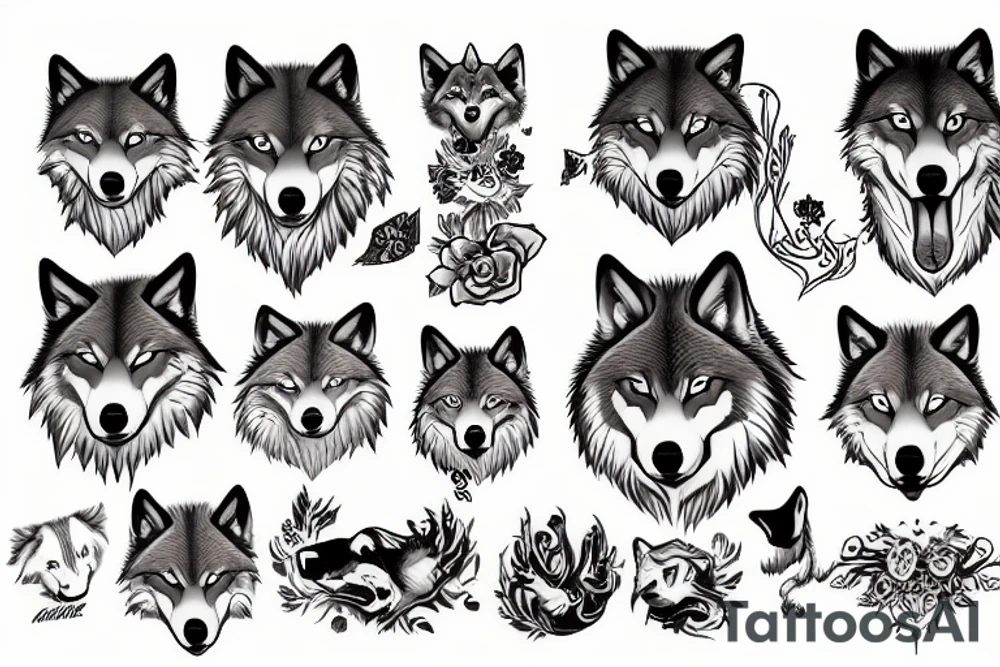 2 wolves tattoo idea