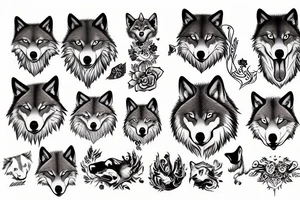 2 wolves tattoo idea