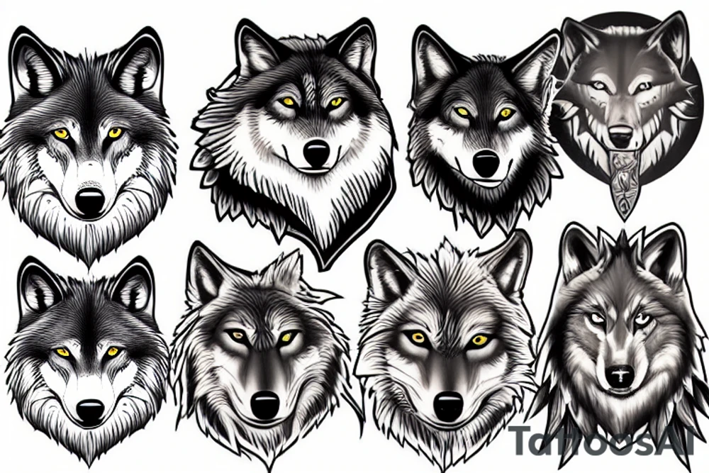 2 wolves tattoo idea