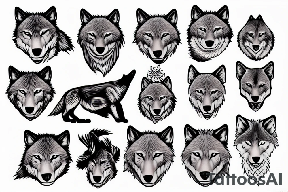 2 wolves tattoo idea