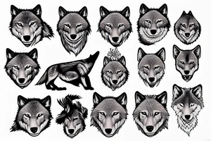 2 wolves tattoo idea