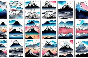 japanese landcape 
mountain
clouds
temple tattoo idea