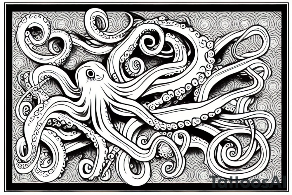 Octopus in digital format tattoo idea