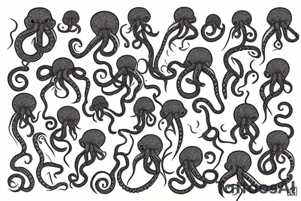 Octopus in digital format tattoo idea