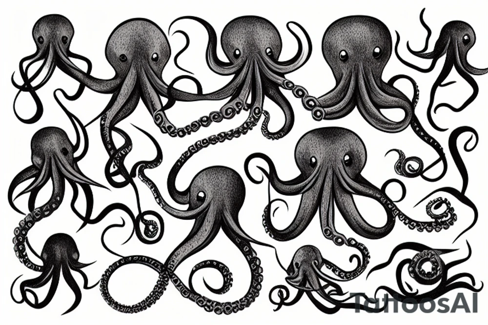 Octopus in digital format tattoo idea