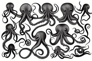 Octopus in digital format tattoo idea