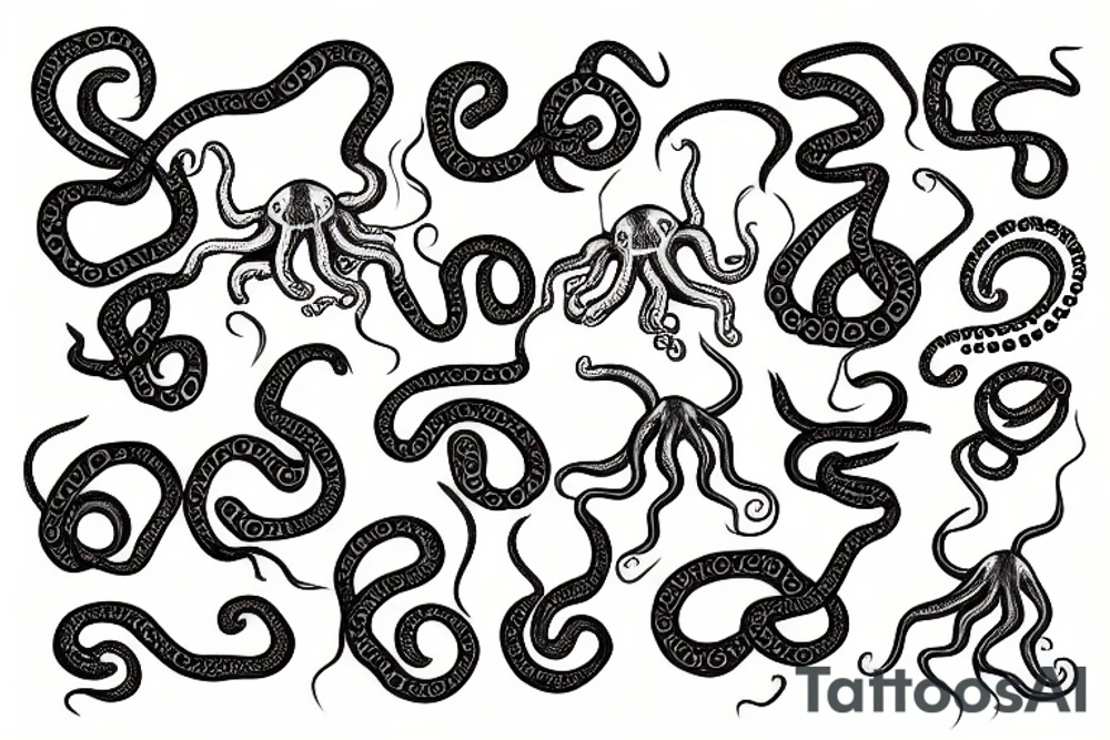 Octopus in digital format tattoo idea