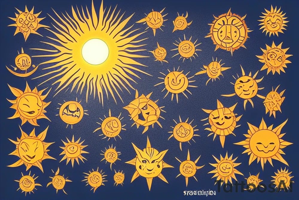 Brick road leading to a Japanese style sun tattoo idea