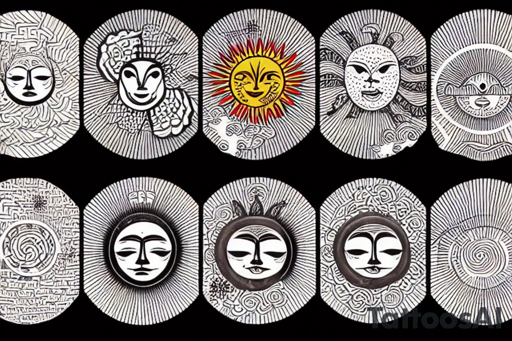 Brick road leading to a Japanese style sun tattoo idea