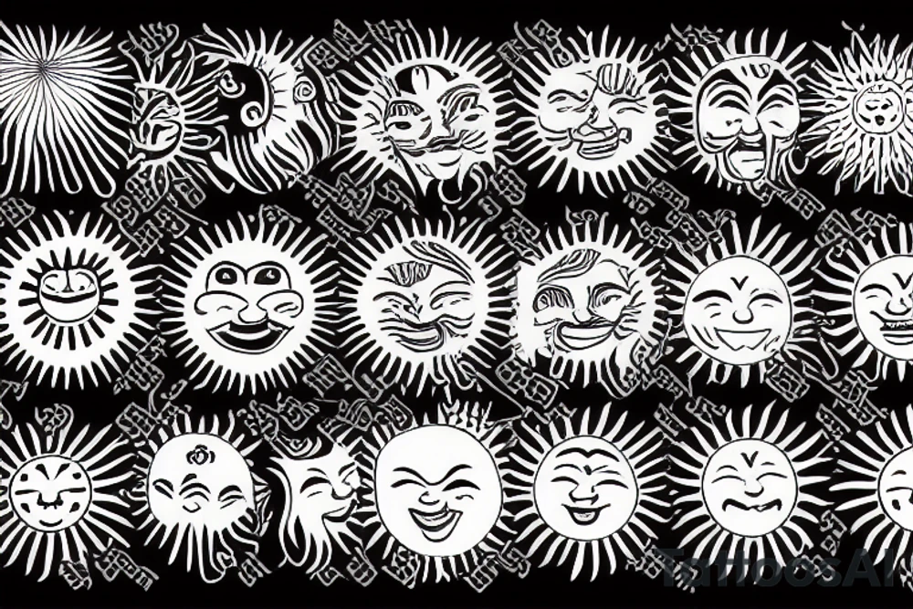 Brick road leading to a Japanese style sun tattoo idea
