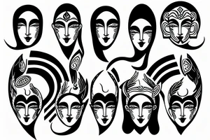 Janus god multiple faces at different ages and different sexes tattoo idea
