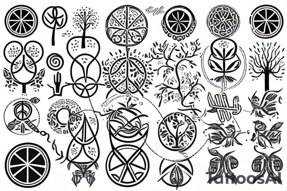 Tree of life with peace sign tattoo idea