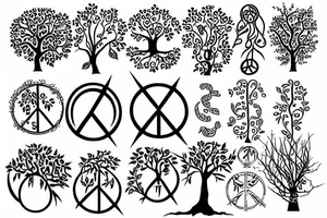 Tree of life with peace sign tattoo idea