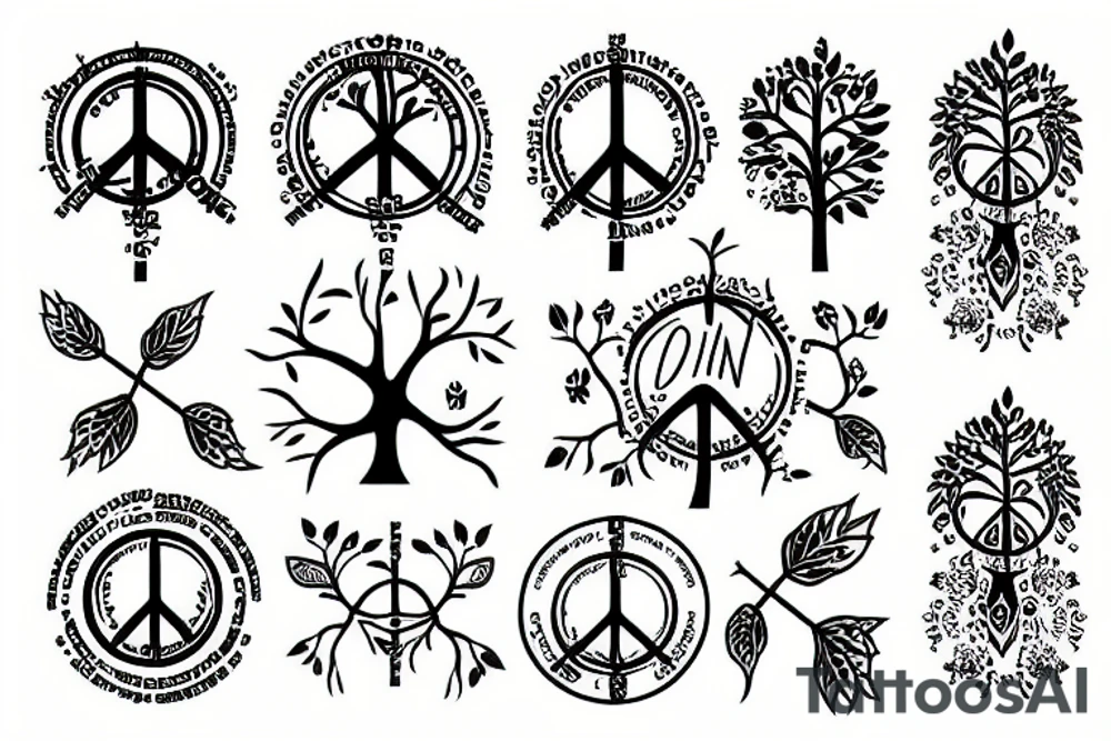 Tree of life with peace sign tattoo idea