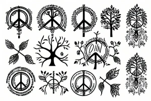 Tree of life with peace sign tattoo idea