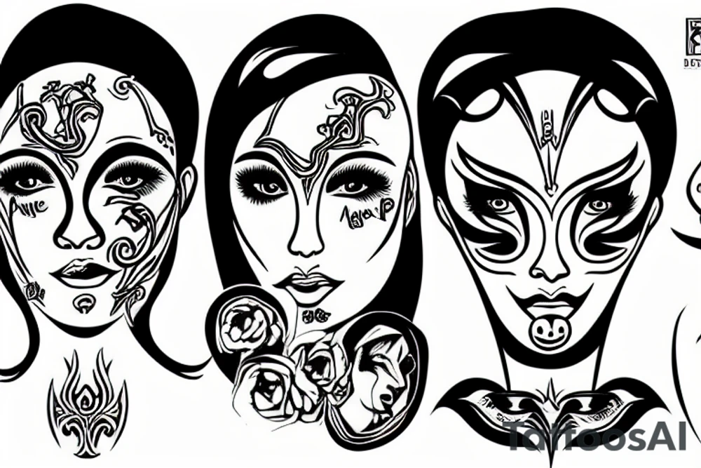 Janus polymorph face tattoo idea