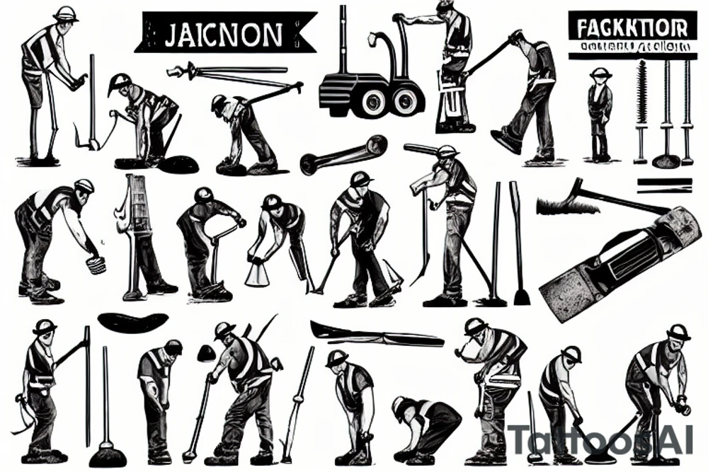 A construction man jackhammering the ground tattoo idea A construction man jackhammering the ground tattoo idea