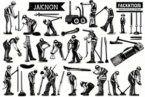 A construction man jackhammering the ground tattoo idea