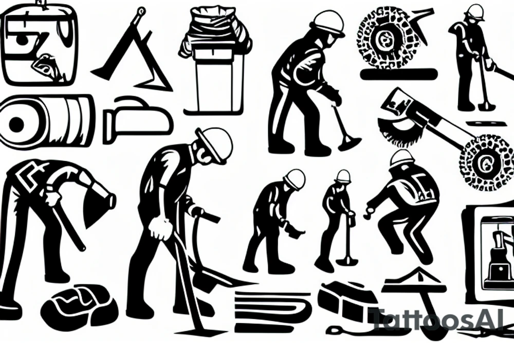 A construction man jackhammering the ground tattoo idea A construction man jackhammering the ground tattoo idea