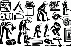 A construction man jackhammering the ground tattoo idea