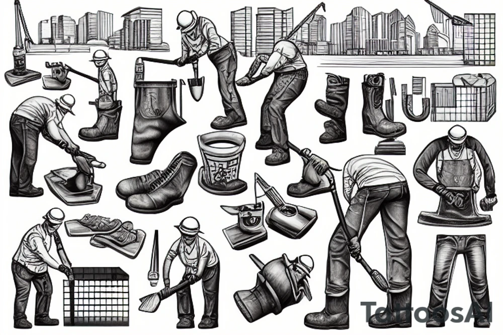 A construction man jackhammering the ground tattoo idea