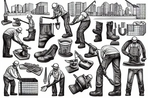A construction man jackhammering the ground tattoo idea