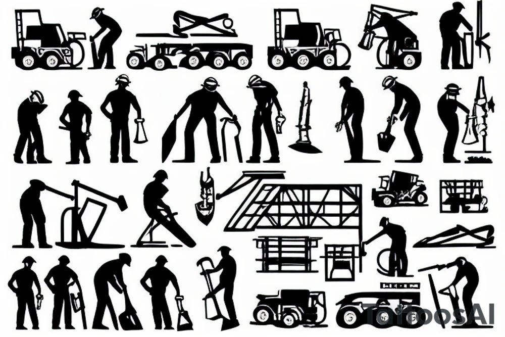 A construction man jackhammering the ground tattoo idea