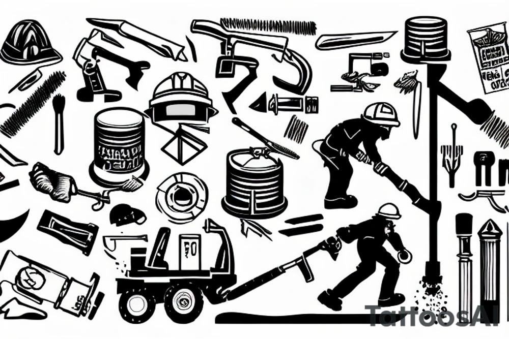 A construction man jackhammering the ground tattoo idea A construction man jackhammering the ground tattoo idea