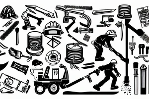 A construction man jackhammering the ground tattoo idea