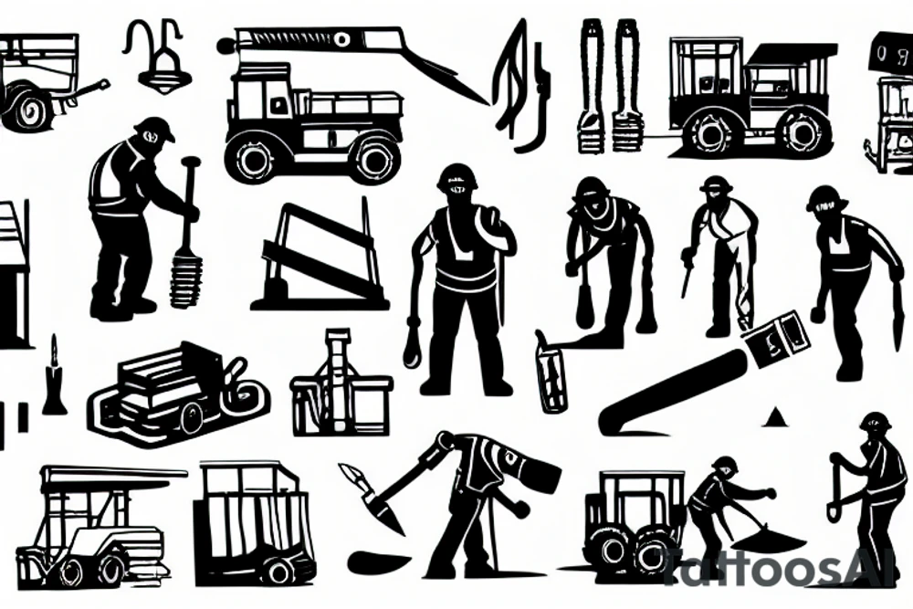 A construction man jackhammering the ground tattoo idea A construction man jackhammering the ground tattoo idea