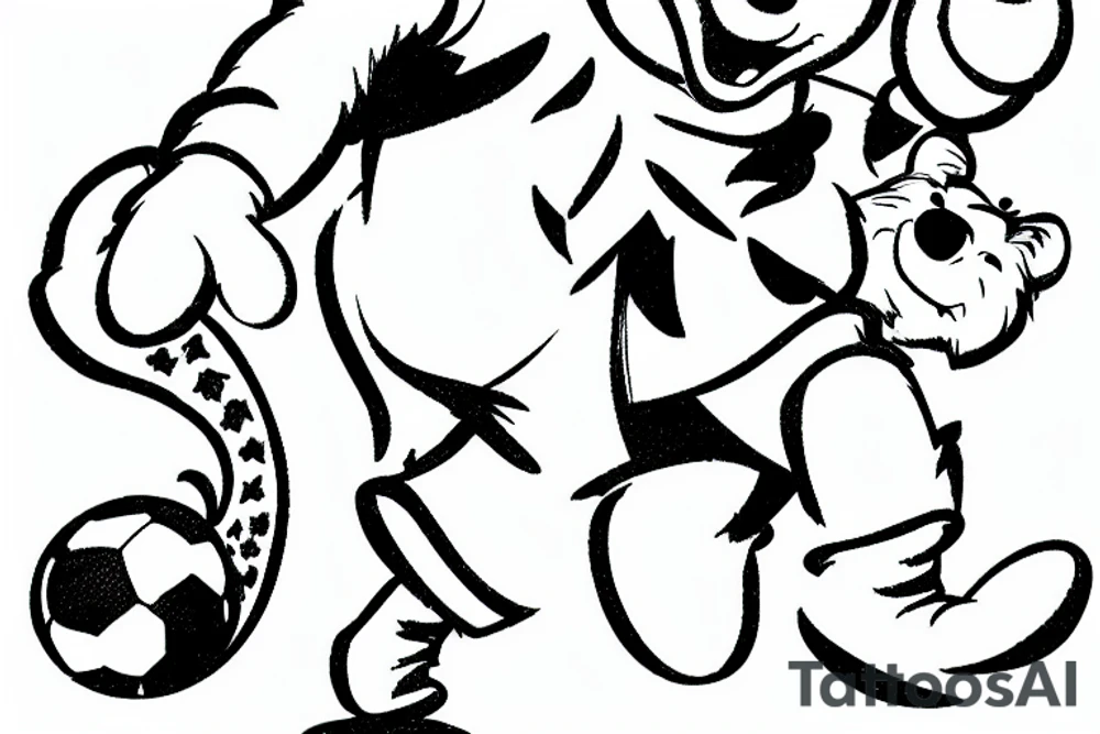 Winnie the Pooh Playing soccer tattoo idea