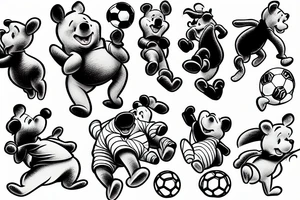 Winnie the Pooh Playing soccer tattoo idea