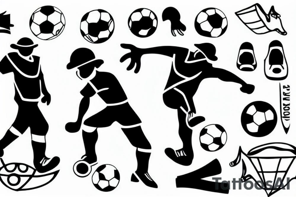 Construction worker Playing soccer tattoo idea