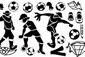 Construction worker Playing soccer tattoo idea