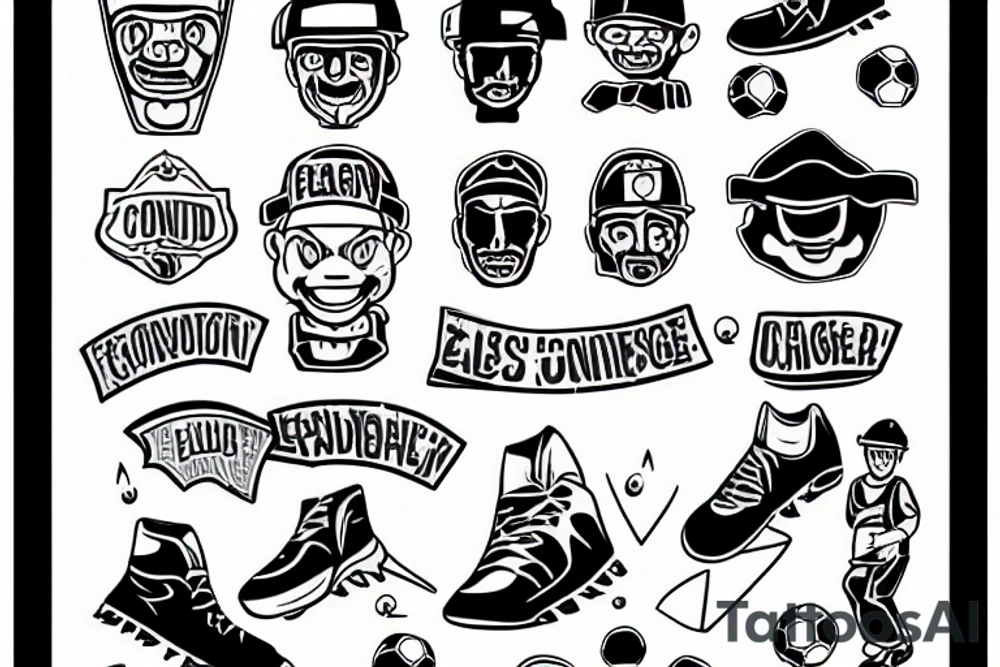 Construction worker Playing soccer tattoo idea