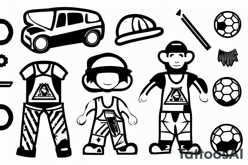 Construction worker Playing soccer tattoo idea