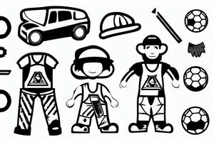 Construction worker Playing soccer tattoo idea