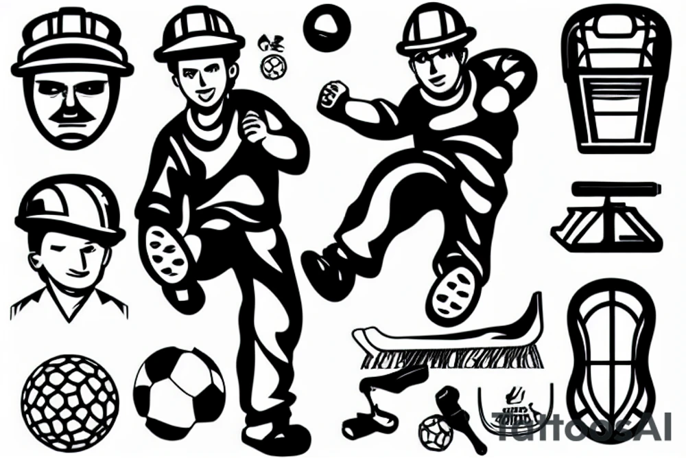 Construction worker Playing soccer tattoo idea