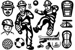 Construction worker Playing soccer tattoo idea