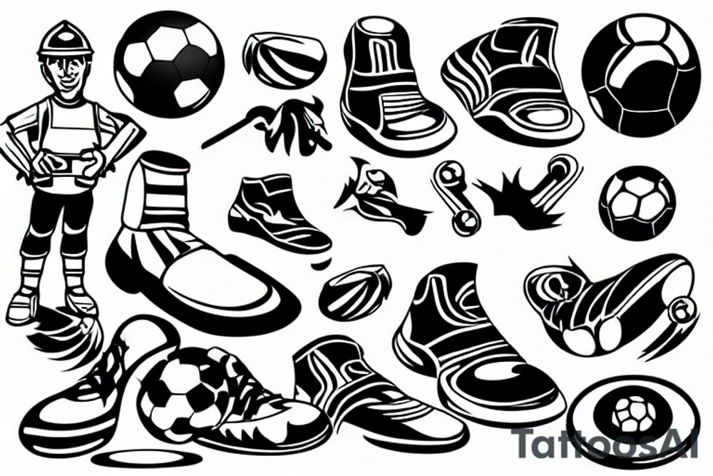 Construction worker Playing soccer tattoo idea