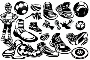 Construction worker Playing soccer tattoo idea