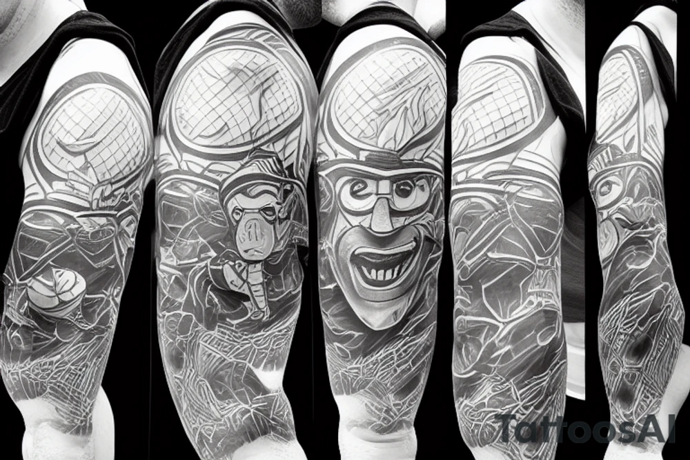 Construction worker Playing soccer tattoo idea