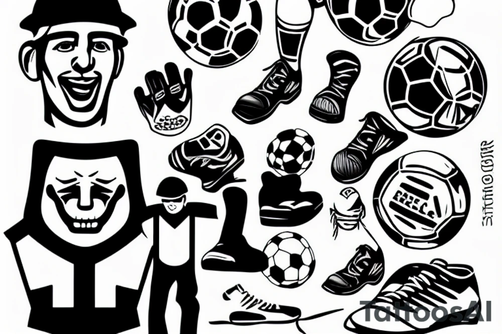 Construction worker Playing soccer tattoo idea