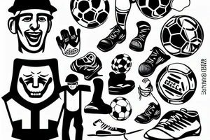 Construction worker Playing soccer tattoo idea