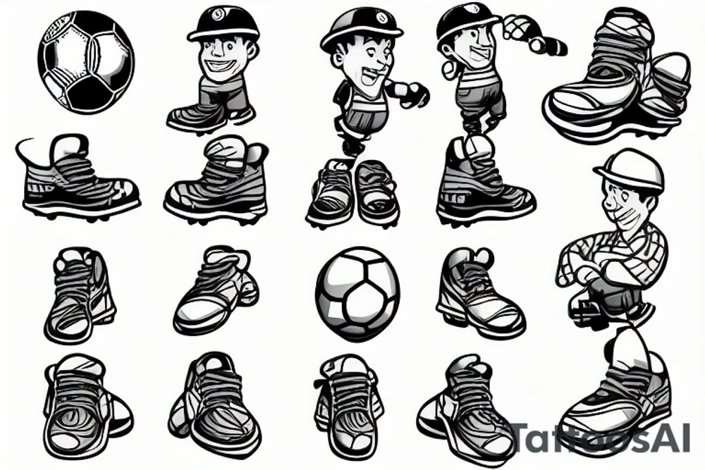 Construction worker kicking a soccer ball tattoo idea